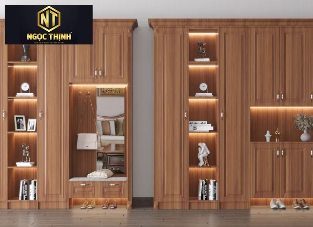 TỦ QUẦN ÁO NGỌC THỊNH GỖ SỒI CÔNG NGHIỆP